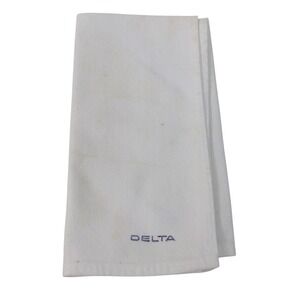 Vintage Delta Airlines First Class Cloth Napkin White Blue Logo Buttonhole 15"